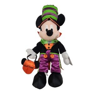 Disney Parks Mickey Mouse Plush 9" Purple Halloween Vampire Trick or Treat New
